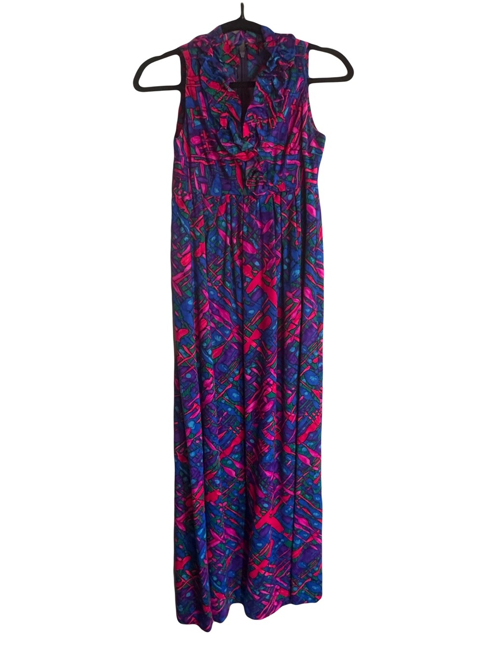 Handmade Vintage Hawaiian Bark Cloth Maxi Dress size XXS-XS